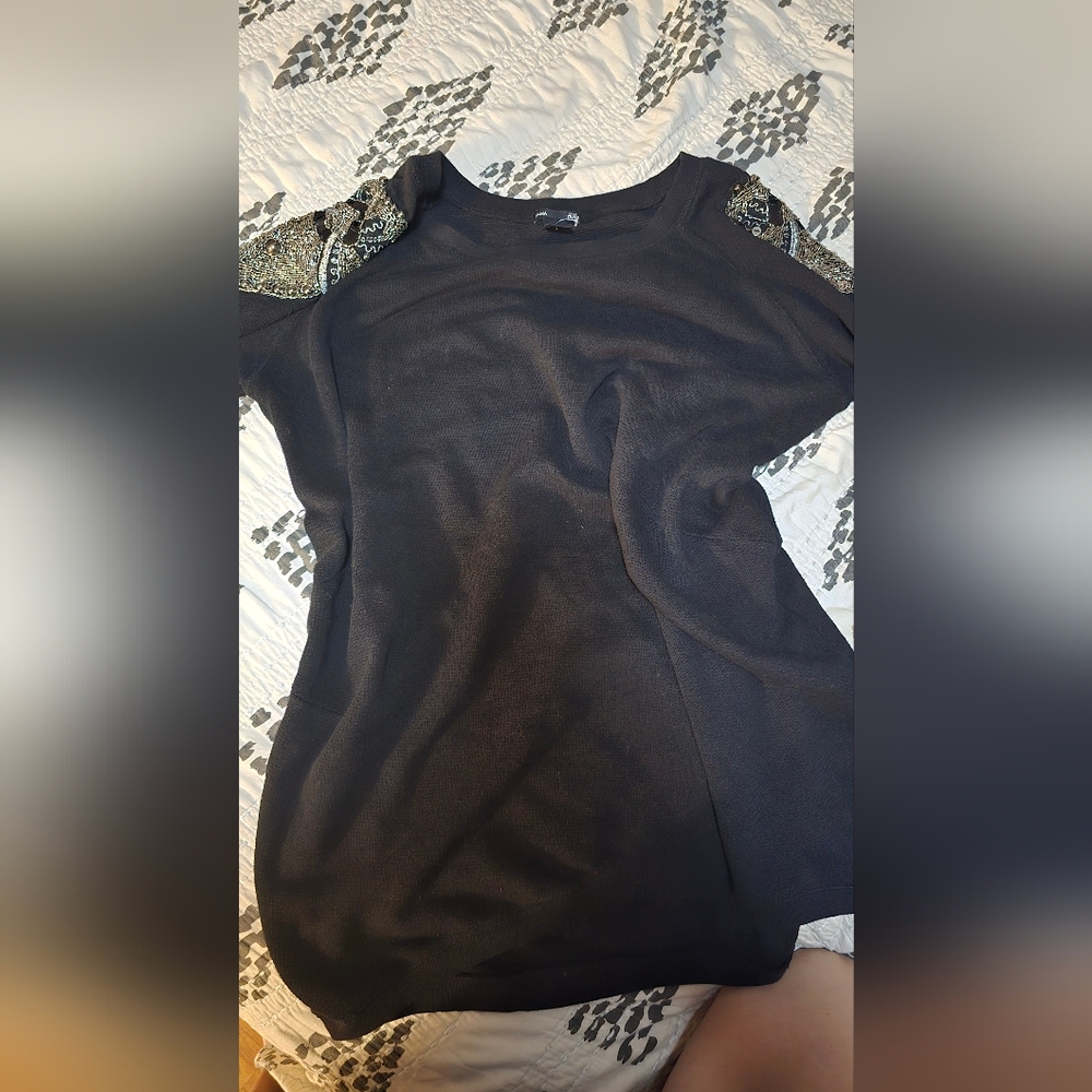 Black maternity Sweater with Embellished shoulders
